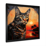 Savannah Cat In Sunset - Cat Large Canvas Wall Art