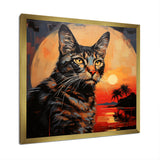 Savannah Cat In Sunset - Cat Large Canvas Wall Art