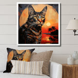 Savannah Cat In Sunset - Cat Large Canvas Wall Art