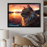 Solitude Cat In Sunset - Cat Wall Art Prints