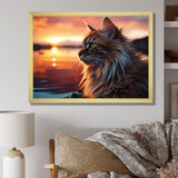 Solitude Cat In Sunset - Cat Wall Art Prints