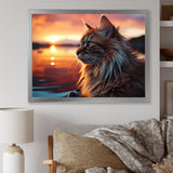 Solitude Cat In Sunset - Cat Wall Art Prints
