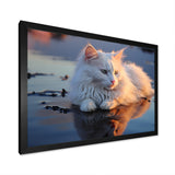 Cat Tranquility On Beach - Cat Framed Canvas Art