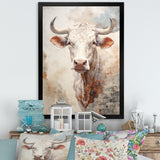Handsome Beige Cattle Portrait - Cattle Large Canvas Wall Art