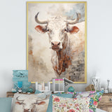 Handsome Beige Cattle Portrait - Cattle Large Canvas Wall Art