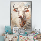 Handsome Beige Cattle Portrait - Cattle Large Canvas Wall Art