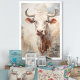 Handsome Beige Cattle Portrait - Cattle Large Canvas Wall Art