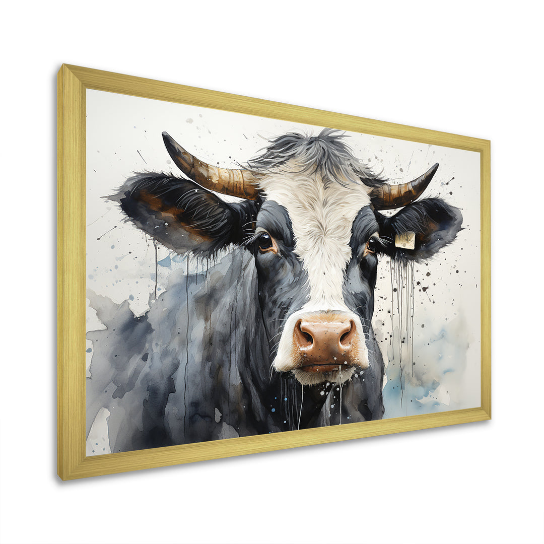 Handsome Black Adn White Cattle Portrait - Cattle Bedroom Wall Art