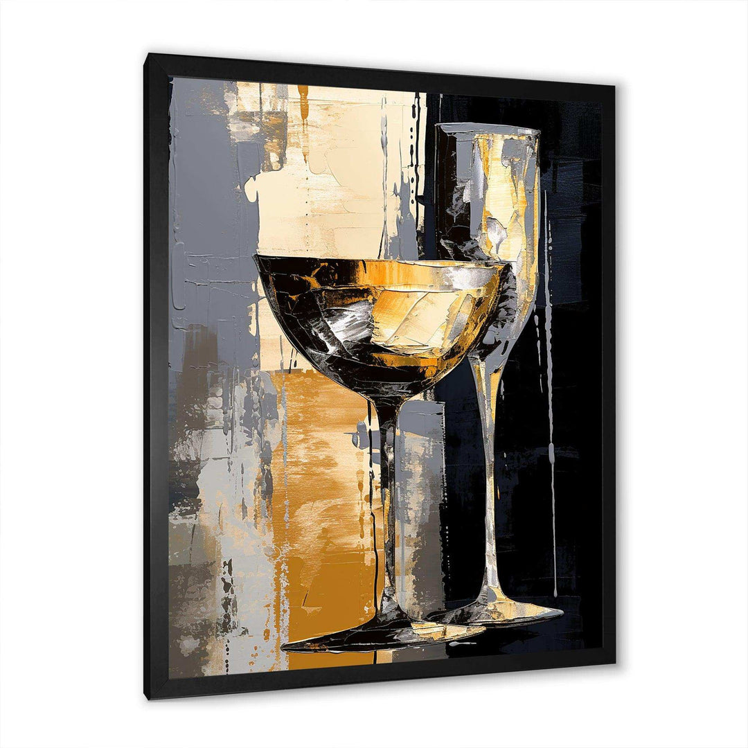 Champagne Collage With Glasses - Food &amp; Beverage Canvas Wall Art