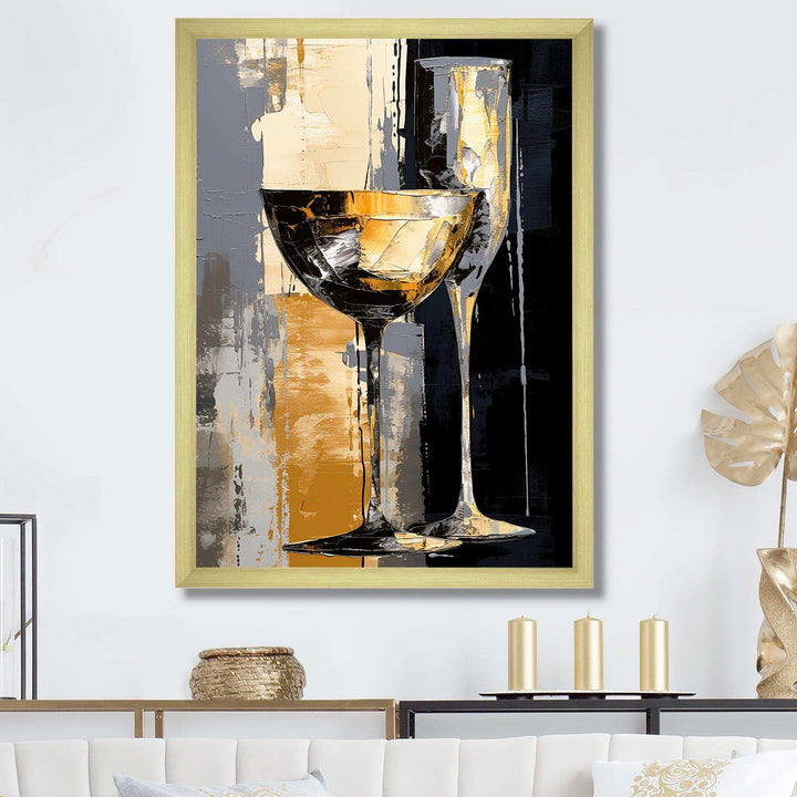 Champagne Collage With Glasses - Food &amp; Beverage Canvas Wall Art