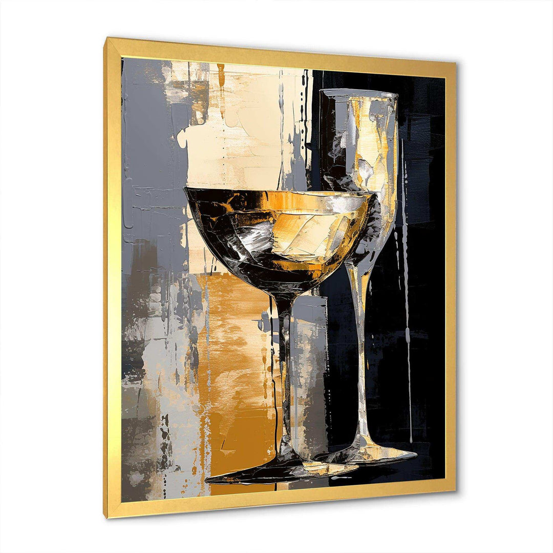 Champagne Collage With Glasses - Food &amp; Beverage Canvas Wall Art