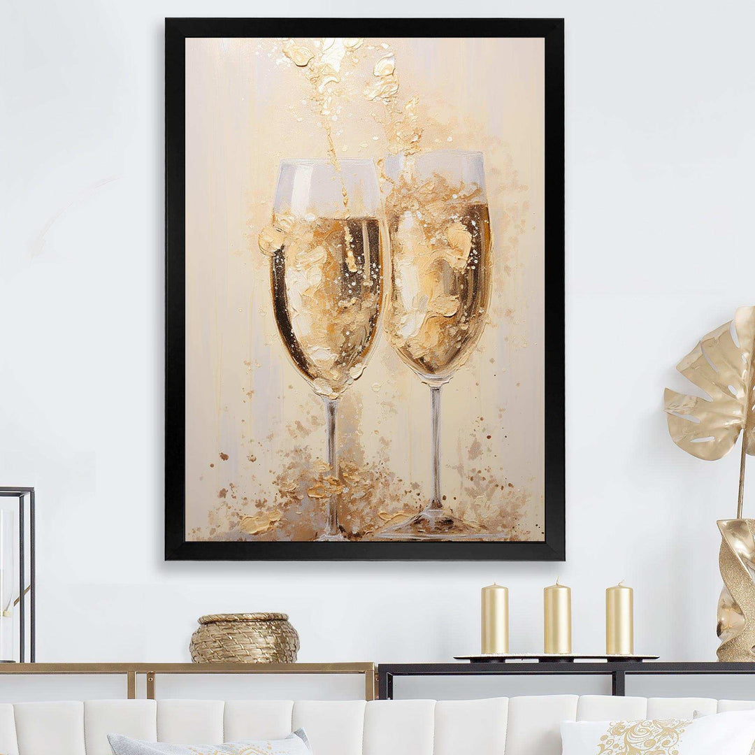Golden Champagne In Glass III - Food &amp; Beverage Canvas Wall Art