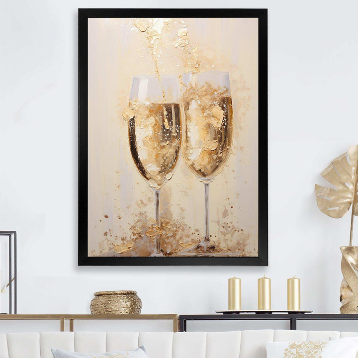 Golden Champagne In Glass III - Food &amp; Beverage Canvas Wall Art