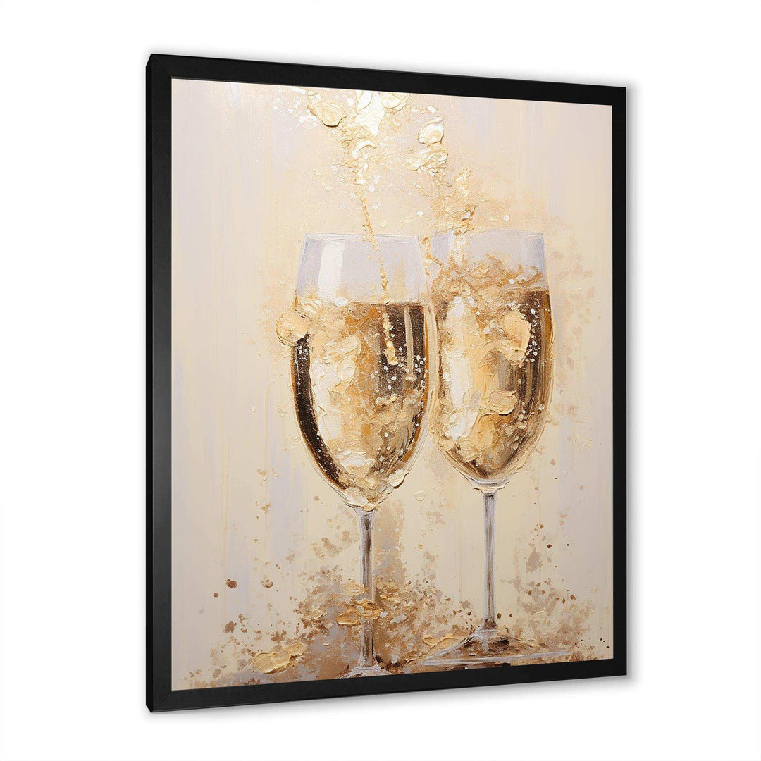 Golden Champagne In Glass III - Food &amp; Beverage Canvas Wall Art