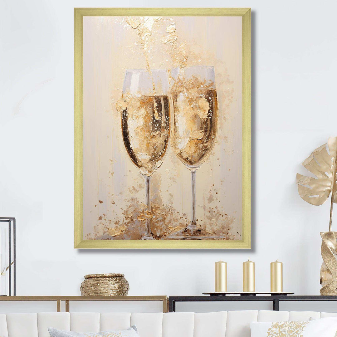 Golden Champagne In Glass III - Food &amp; Beverage Canvas Wall Art