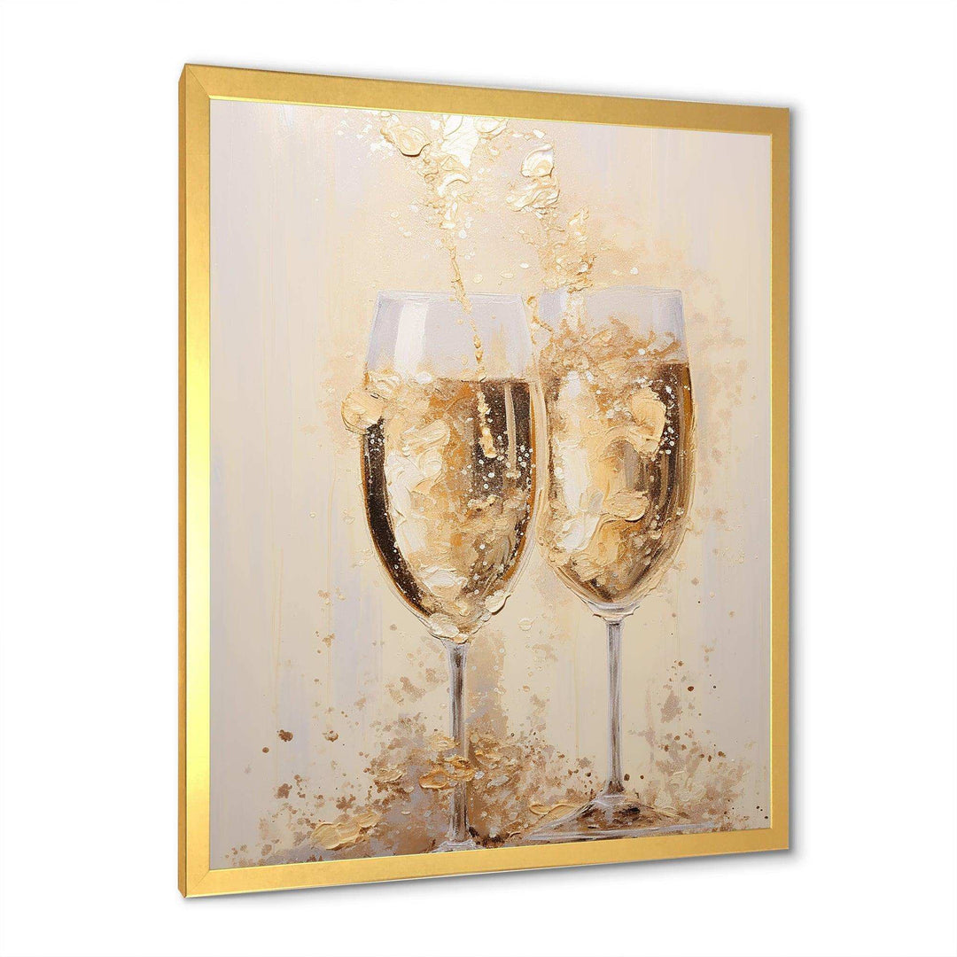 Golden Champagne In Glass III - Food &amp; Beverage Canvas Wall Art