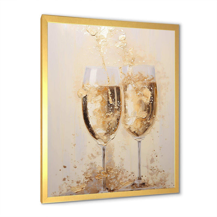 Golden Champagne In Glass III - Food &amp; Beverage Canvas Wall Art