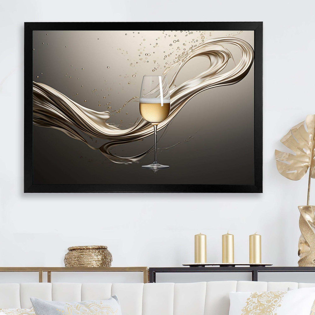 Champagne Glass River Simplicity - Food &amp; Beverage Canvas Wall Art