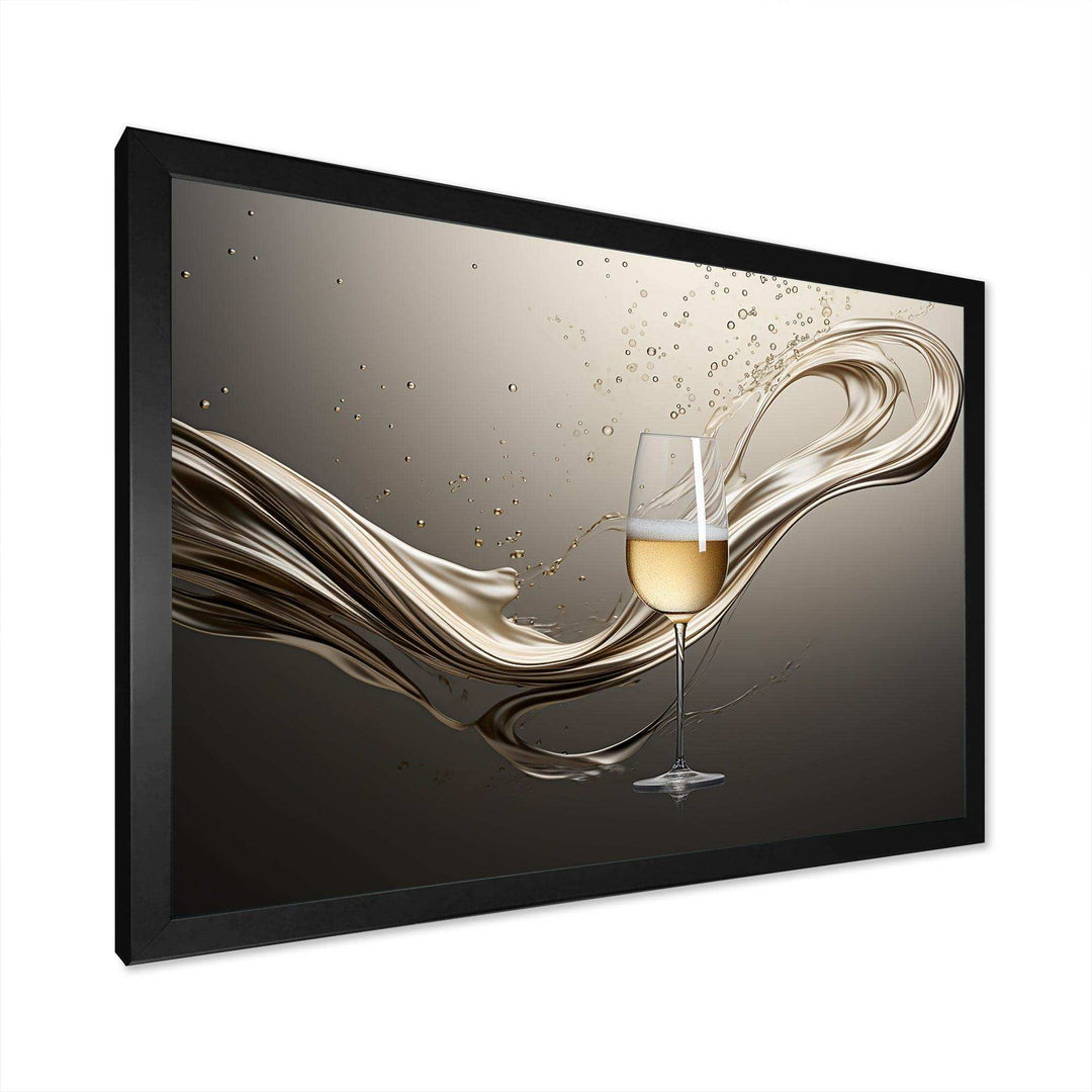 Champagne Glass River Simplicity - Food &amp; Beverage Canvas Wall Art