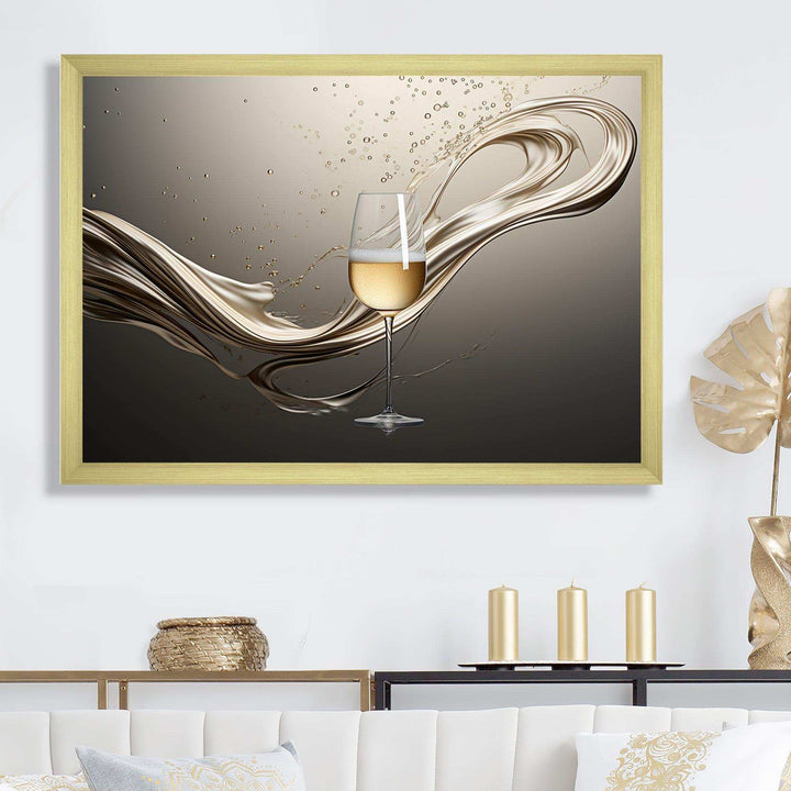Champagne Glass River Simplicity - Food &amp; Beverage Canvas Wall Art