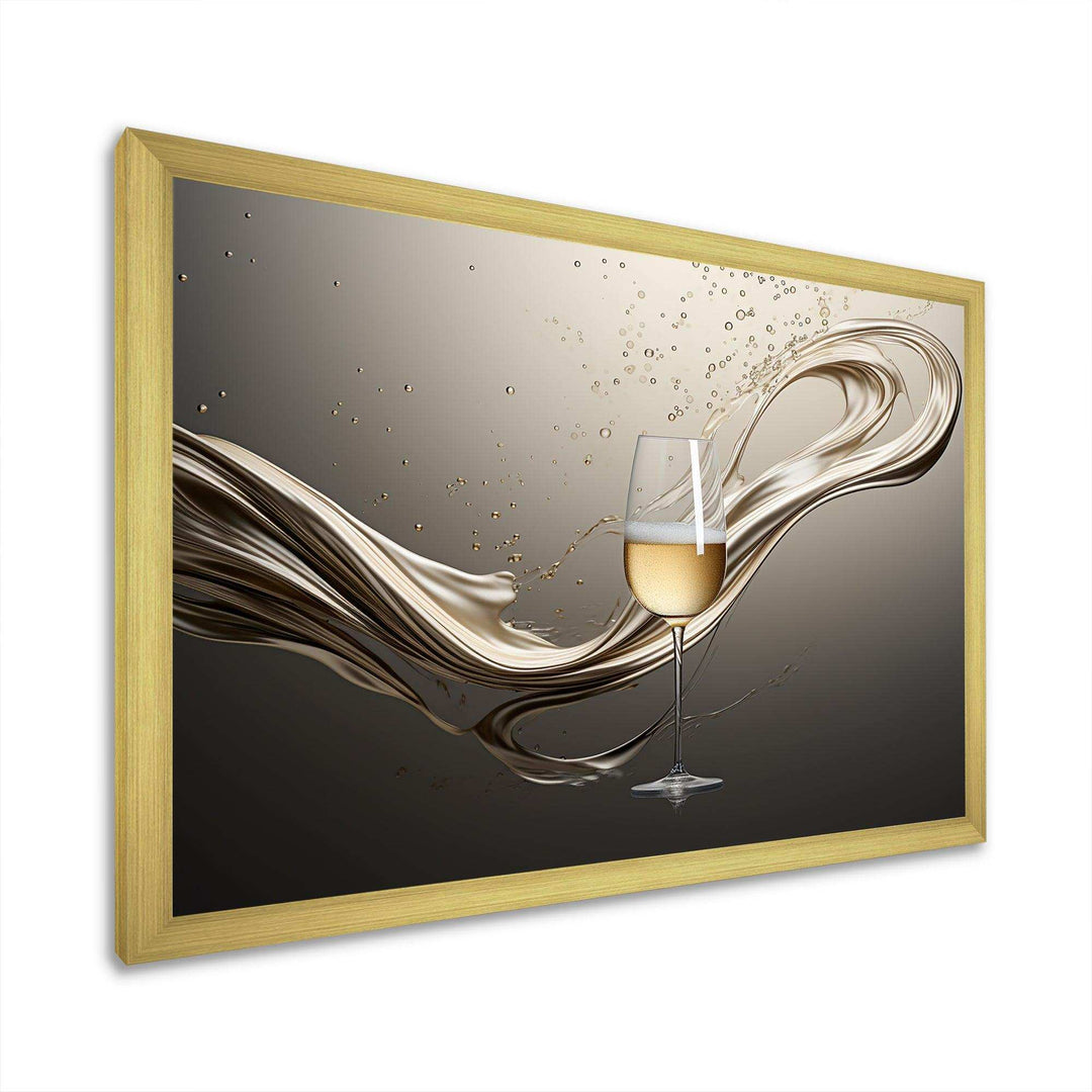 Champagne Glass River Simplicity - Food &amp; Beverage Canvas Wall Art
