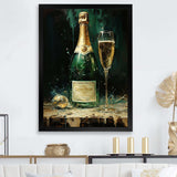 Gold And Emerald Champagne Dream I - Food & Beverage Canvas Wall Art