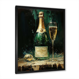 Gold And Emerald Champagne Dream I - Food & Beverage Canvas Wall Art