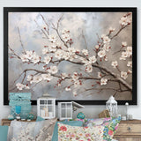 Minimalism Grey And Beige Cherry Blossom I - Floral Canvas Wall Art