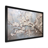 Minimalism Grey And Beige Cherry Blossom I - Floral Canvas Wall Art