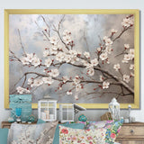 Minimalism Grey And Beige Cherry Blossom I - Floral Canvas Wall Art