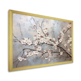 Minimalism Grey And Beige Cherry Blossom I - Floral Canvas Wall Art