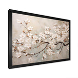 Minimalism White And Grey Cherry Blossom III - Floral Canvas Wall Art