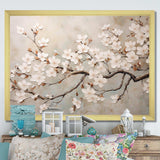 Minimalism White And Grey Cherry Blossom III - Floral Canvas Wall Art