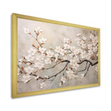 Minimalism White And Grey Cherry Blossom III - Floral Canvas Wall Art