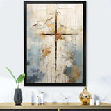 Beige Christianity Cross Of Jessus II - Spiritual Canvas Wall Art