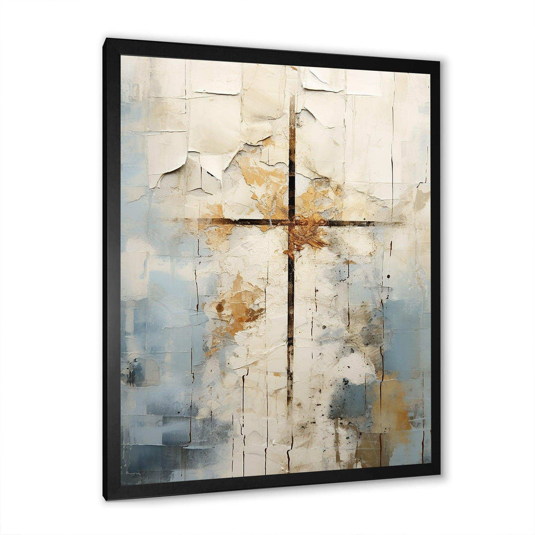 Idesignart beige christianity cross of jessus ii spiritual canvas wall art