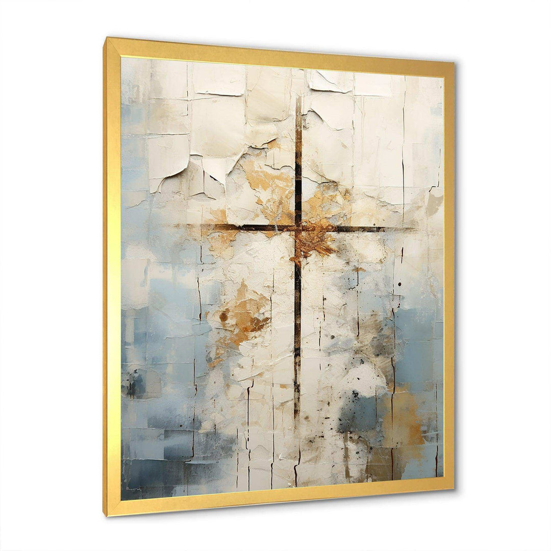 Idesignart beige christianity cross of jessus ii spiritual canvas wall art