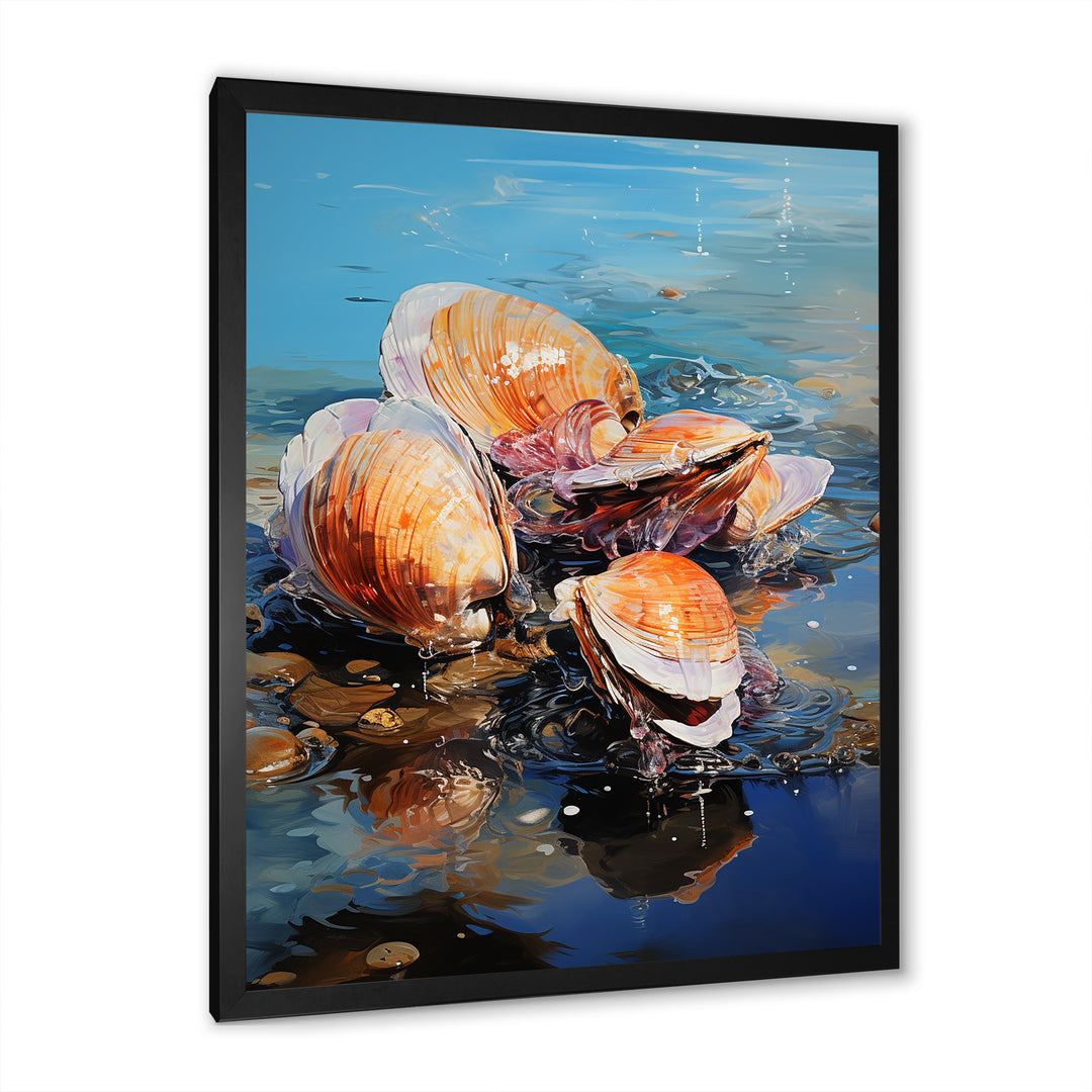 Bold Brushstrokes Of Clam On Beach - Clam Canvas Wall Art