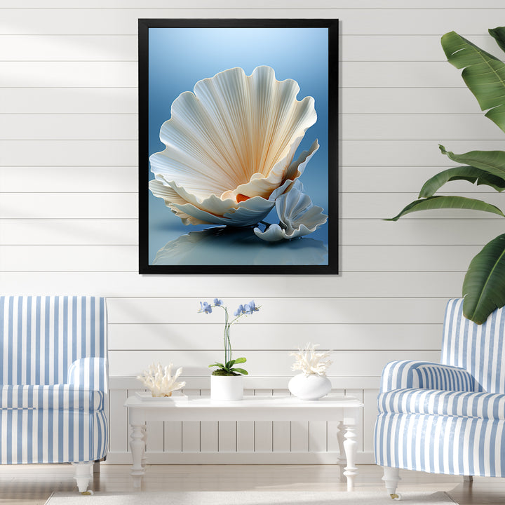 Monochromatic Misty Grey Clam - Gray Clam Wall Art