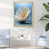 Monochromatic Misty Grey Clam - Gray Clam Wall Art