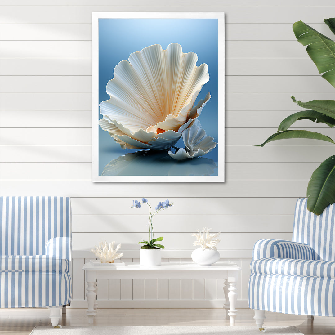 Monochromatic Misty Grey Clam - Gray Clam Wall Art