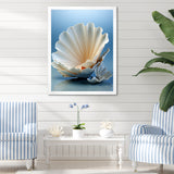 Monochromatic Misty Grey Clam - Gray Clam Wall Art