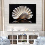 Monochrome Clam Deep Charcoal Ocean - White Clam Wall Art