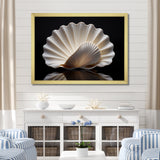 Monochrome Clam Deep Charcoal Ocean - White Clam Wall Art