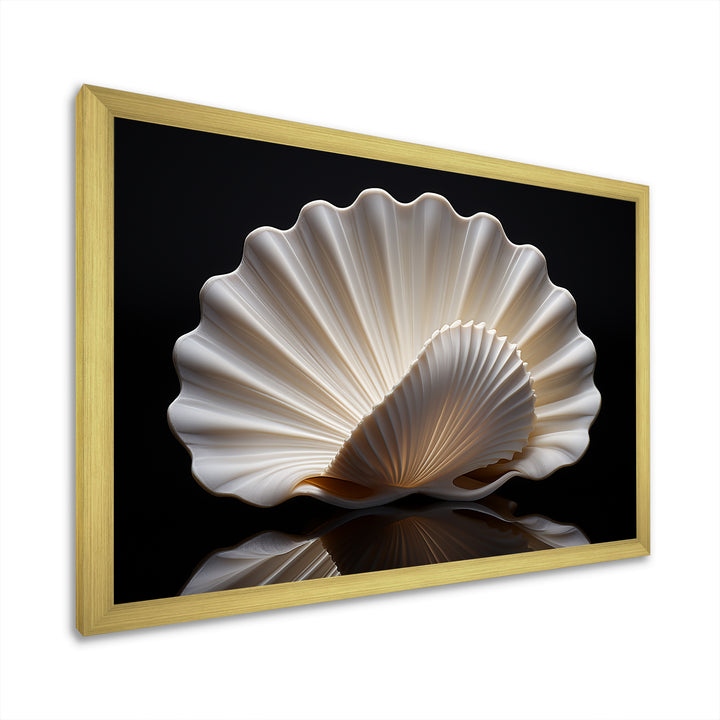 Monochrome Clam Deep Charcoal Ocean - White Clam Wall Art