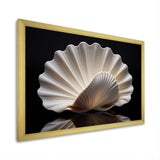 Monochrome Clam Deep Charcoal Ocean - White Clam Wall Art
