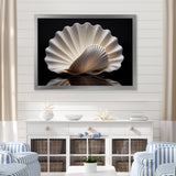Monochrome Clam Deep Charcoal Ocean - White Clam Wall Art