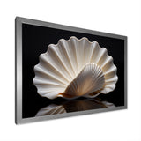 Monochrome Clam Deep Charcoal Ocean - White Clam Wall Art