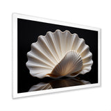 Monochrome Clam Deep Charcoal Ocean - White Clam Wall Art