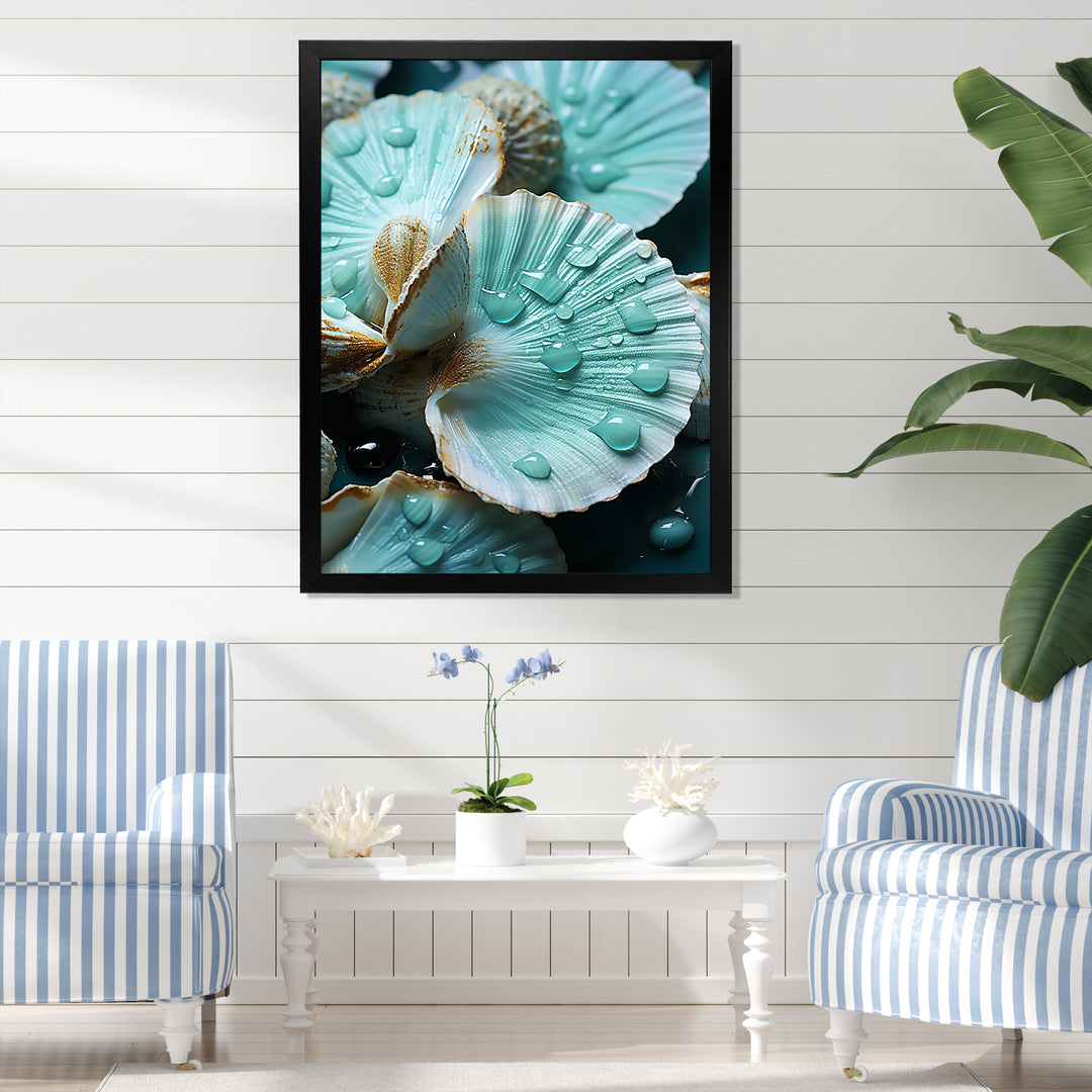 Green Clam Ocean Treasures - Clam Large Canvas Wall Art